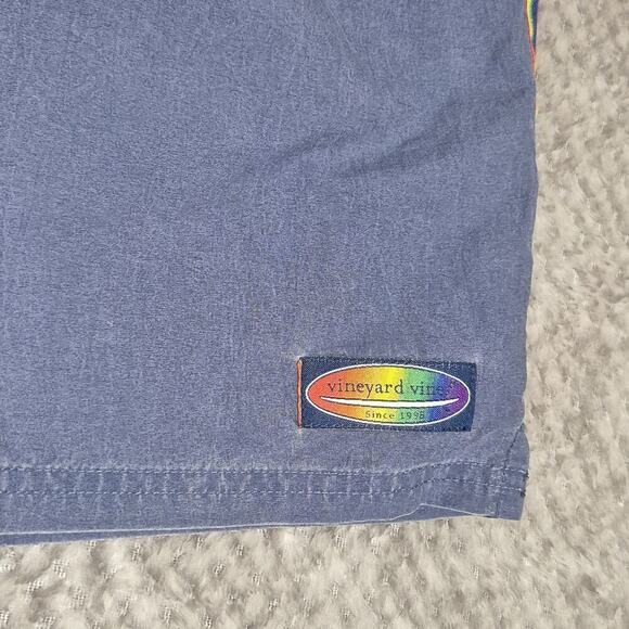 Vineyard Vines Island Chappy Swim Trunk Blue Stripe Lined Board Short XL Pockets - Picture 3 of 10